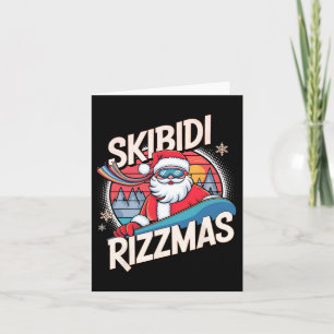 Skibidi Rizzmas Funny Snowboarden Weihnachten Karte