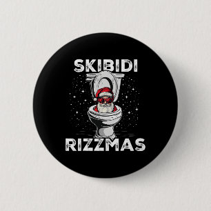 Skibidi Rizzmas Funny Toilet Santa White Elephant Button