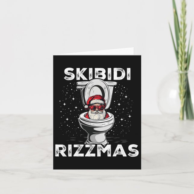 Skibidi Rizzmas Funny Toilet Santa White Elephant Karte (Vorderseite)