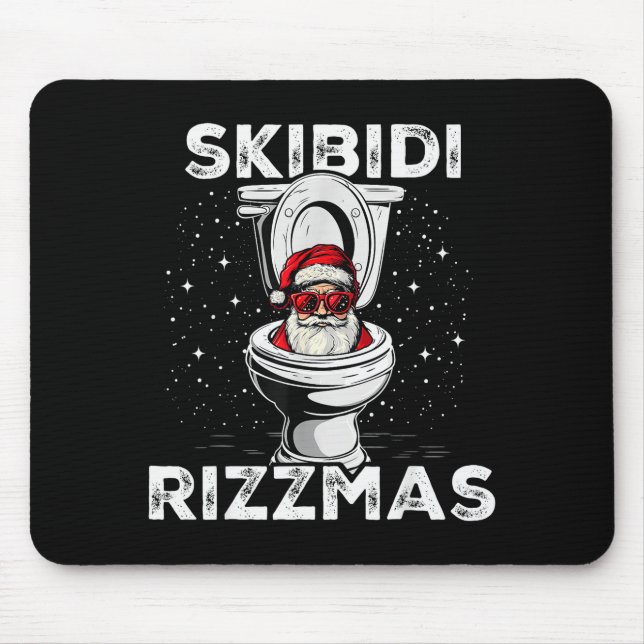 Skibidi Rizzmas Funny Toilet Santa White Elephant  Mousepad (Vorne)