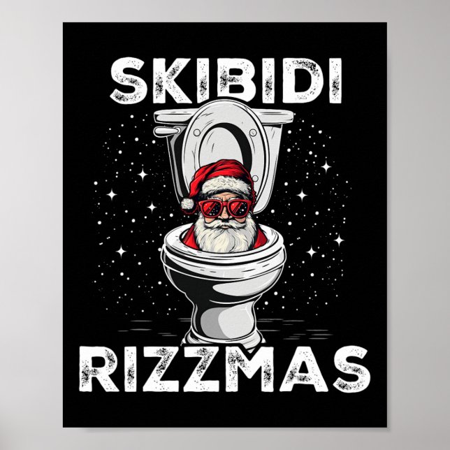 Skibidi Rizzmas Funny Toilet Santa White Elephant Poster (Vorne)