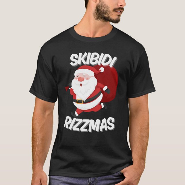 Skibidi Rizzmas Funny Weihnachtsfeier T-Shirt (Vorderseite)