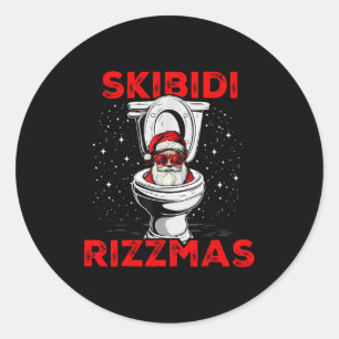 Skibidi Rizzmas Lustiger Weihnachtsmann Toilette W Runder Aufkleber