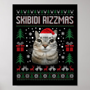 Skibidi Rizzmas Lustiges Albernes Starrendes Katze Poster