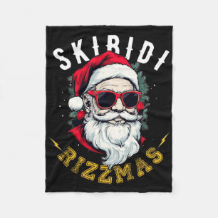 Skibidi Rizzmas Retro Weihnachtsmannhut Cooles Wei Fleecedecke