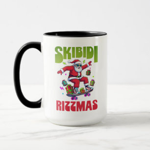 Skibidi Rizzmas Santa auf seinem Skateboard Tasse