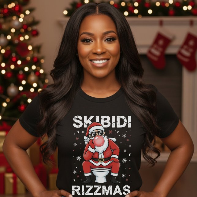 Skibidi Rizzmas Santa Claus Toilet Funny Christmas T-Shirt (Von Creator hochgeladen)