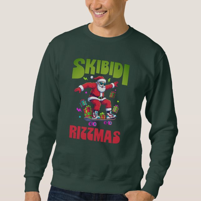 Skibidi Rizzmas Santa on his Skate Sweatshirt (Vorderseite)