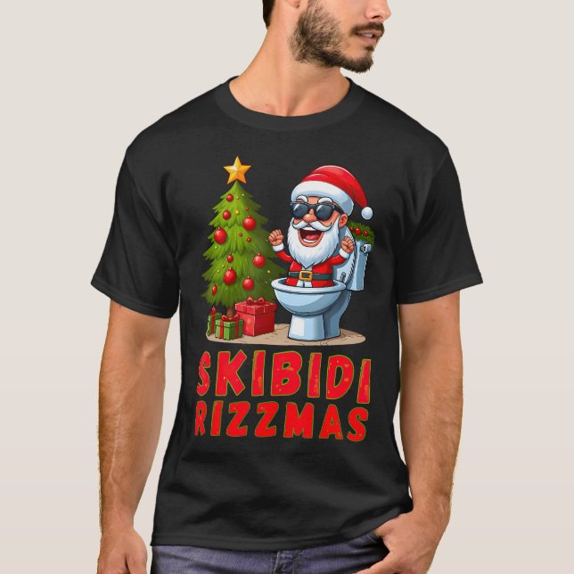 Skibidi Rizzmas Weihnachten Rizz Funny Santa Claus T-Shirt (Vorderseite)
