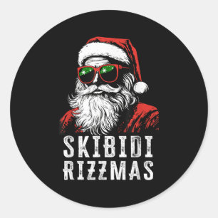 Skibidi Rizzmas Weihnachten Rizz Santa Claus Chari Runder Aufkleber