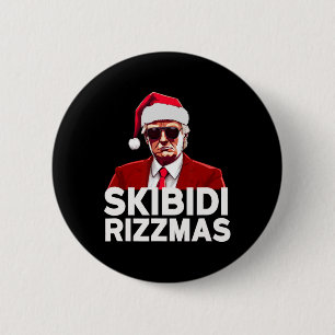 Skibidi Rizzmas Weihnachten Trump Santa Pajama Riz Button