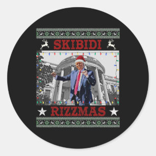 Skibidi Rizzmas Weihnachts Rizz Donald Trum Charis Runder Aufkleber