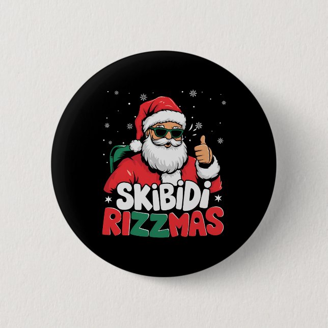 Skibidi Rizzmas Weihnachtsmann Claus Merry Rizz M Button (Vorderseite)