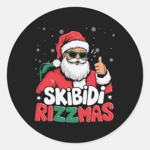 Skibidi Rizzmas Weihnachtsmann Claus Merry Rizz M Runder Aufkleber