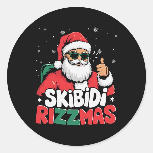 Skibidi Rizzmas Weihnachtsmann Claus Merry Rizz M Runder Aufkleber (Vorderseite)