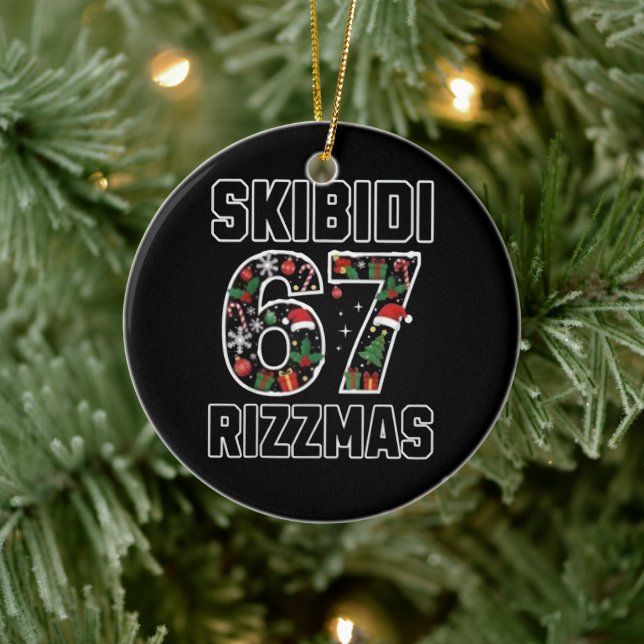 Skibidi Six Seven Rizzmas Funny Christmas 2025 Mem Keramik Ornament (Baum)