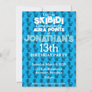 Skibidi Toilet Blue Geburtstagsparty Einladung