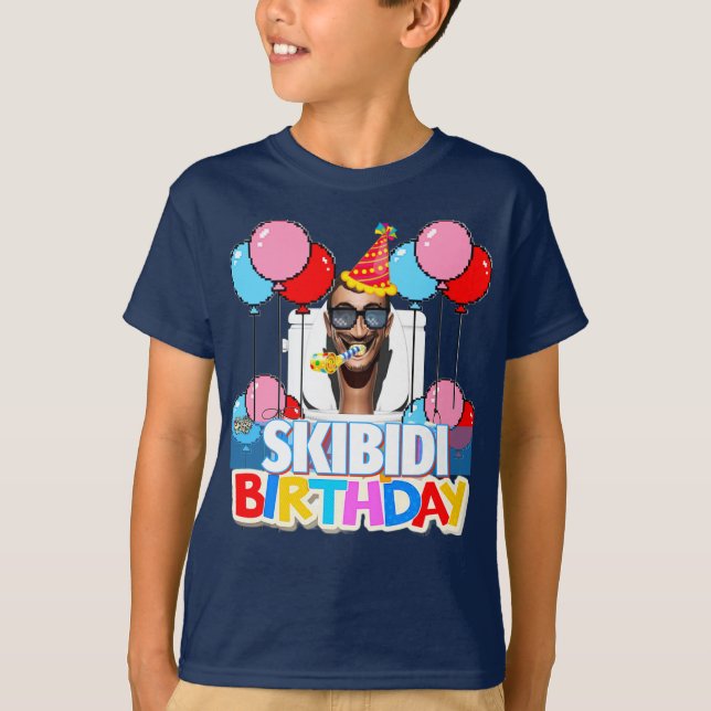 Skibidi Toilet Geburtstag T-Shirt [Anpassen!] (Vorderseite)