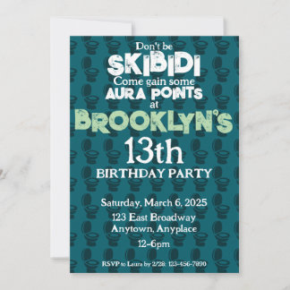 Skibidi Toilet Green Geburtstagsparty Einladung