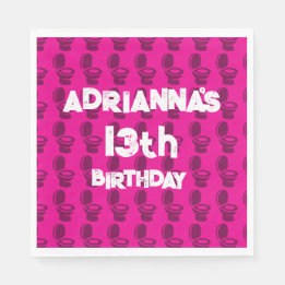 Skibidi Toilet Pink Geburtstagsparty Einladung Serviette