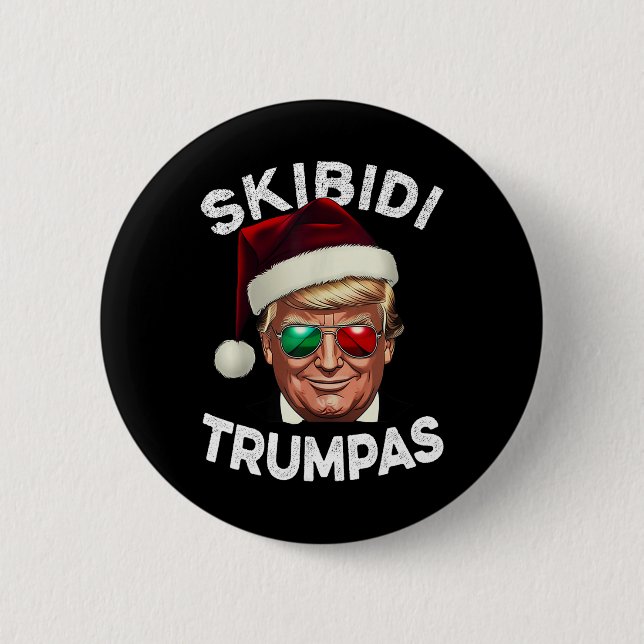 Skibidi Trumpmas Rizzmas Funny Modern Youth Cool X Button (Vorderseite)