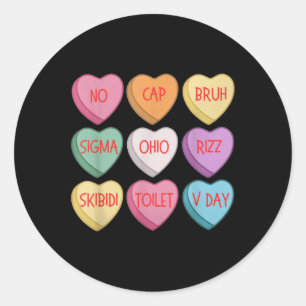 Skibidi Valentinstag Rizz Candy Heart Groovy Runder Aufkleber