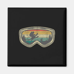 Skibrille Berg Schnee Skifahren Retro Winterferien Magnet