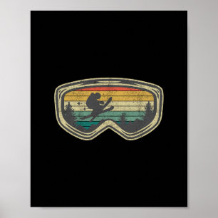 Skibrille Berg Schnee Skifahren Retro Winterferien Poster
