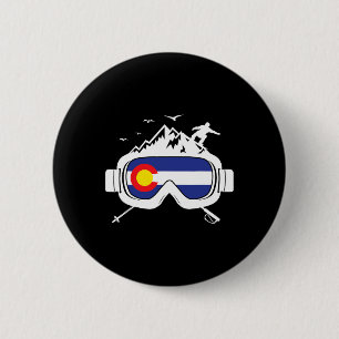 Skibrille Colorado-Flagge Skifahrer Skifahren Souv Button