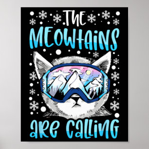 Skibrille Lustige Skifahren Snowboarden Katze Poster