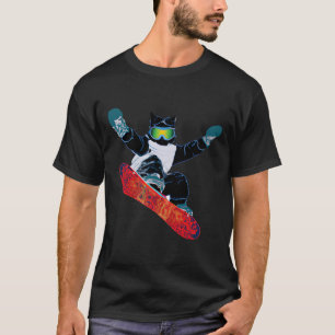 Skibrille Lustige Skifahren Snowboarden Katze T-Shirt