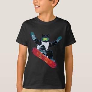 Skibrille Lustige Skifahren Snowboarden Katze T-Shirt