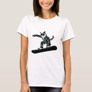 Skibrille Lustige Skifahren Snowboarden Katze T-Shirt