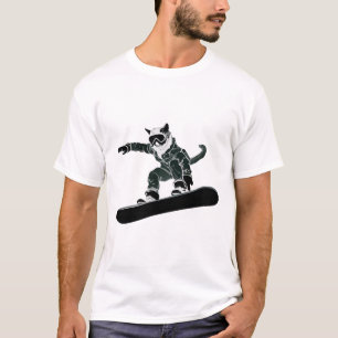Skibrille Lustiges Skifahren Snowboarden Katze T-Shirt