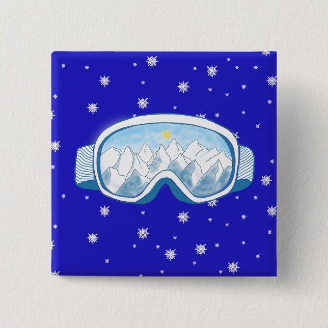 Skibrille mit Bergreflektion Button (Vorderseite)