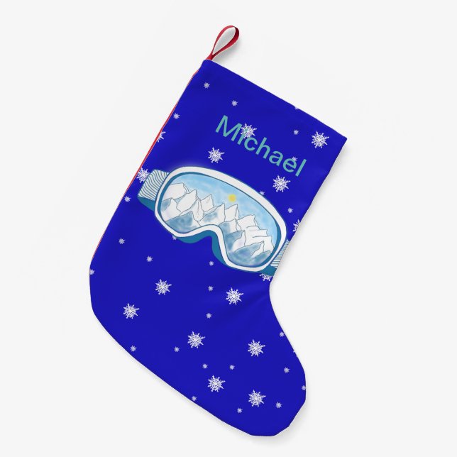 Skibrille mit Bergreflektion personalisiert Kleiner Weihnachtsstrumpf (Vorderansicht (hängend))