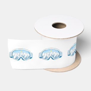 Skibrille mit Spiegelbild der Berge Satinband