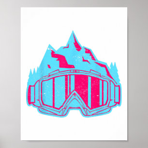 Skibrille Retro Vintage 80er 90er Skifahren Poster