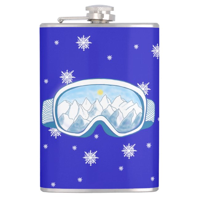 Skibrille Schneeflockentanz   Flachmann (Vorderseite)