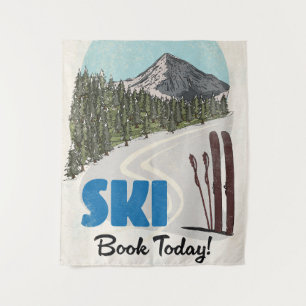 Skibuch heute Vintage-Skikunst. Wandteppich