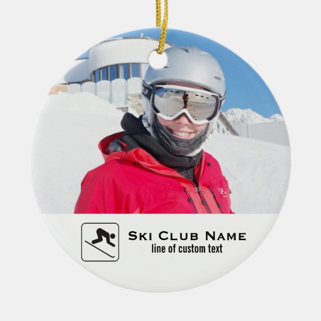Skiclub Skiteam Skier Custom Foto Collage Keramikornament (Vorne)