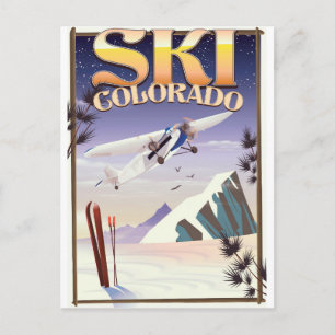 Skicolorado Vintage Reiseplakat Postkarte