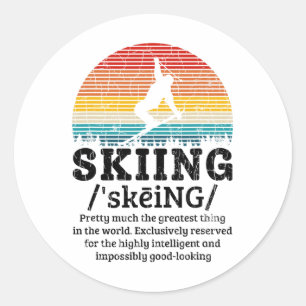 Skidefinition Lustig Retro Vintage Ski Skifahrer G Runder Aufkleber