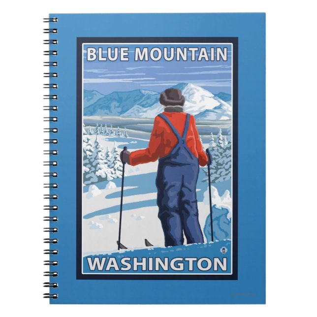 Skier Admiring - Blue Mountain, Washington Notizblock (Vorderseite)
