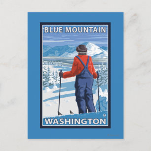 Skier Admiring - Blue Mountain, Washington Postkarte