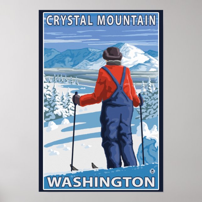 Skier Admiring - Crystal Mountain, Washington Poster (Vorne)