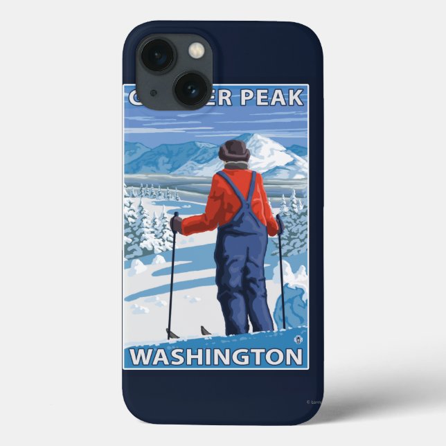 Skier Admiring - Glacier Peak, Washington Case-Mate iPhone Hülle (Rückseite)