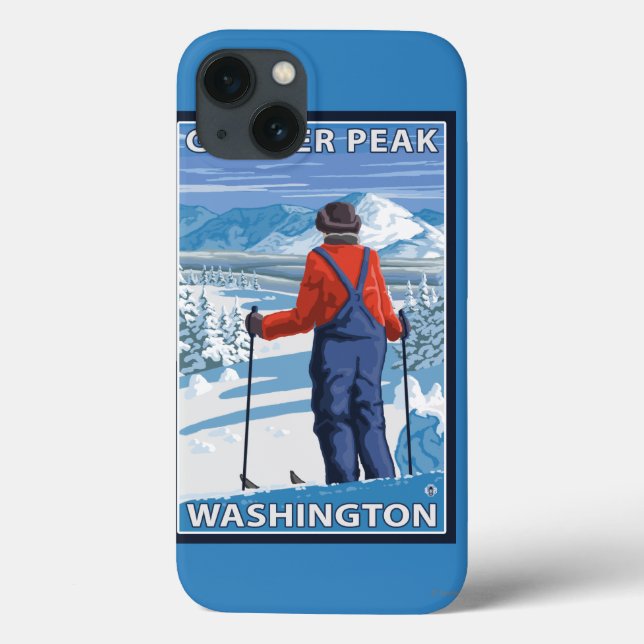 Skier Admiring - Glacier Peak, Washington Case-Mate iPhone Hülle (Rückseite)