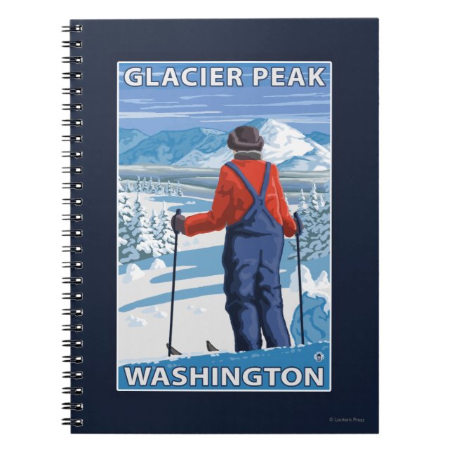 Skier Admiring - Glacier Peak, Washington Notizblock (Vorderseite)