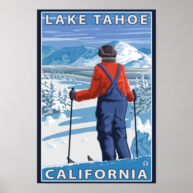 Skier Admiring - Lake Tahoe, Kalifornien Poster (Vorne)